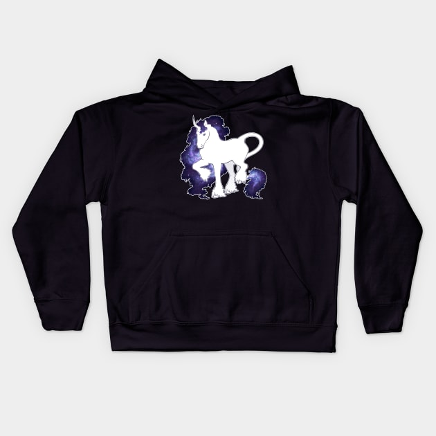 The Mane of Spiral Stars - Galaxy Unicorn Kids Hoodie by InvertSilhouette